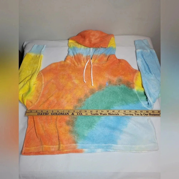 Rare Authentic Polo Ralph Lauren Tie-Dye Rainbow Cropped Hoodie sz M - Picture 6 of 11